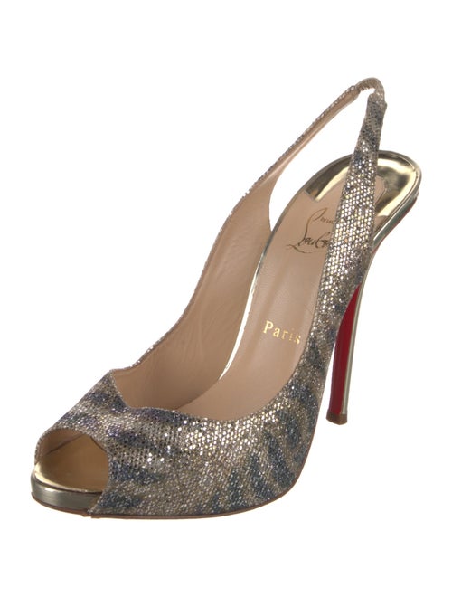 Christian Louboutin Glitter Animal Print Slingback Pumps