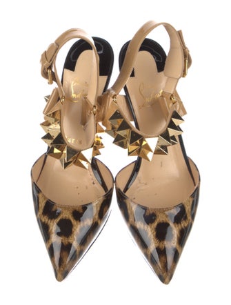 Christian Louboutin Rockstud Spike Patent Leather Slingback Pumps