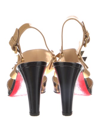 Christian Louboutin Rockstud Spike Patent Leather Slingback Pumps