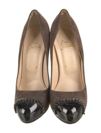Christian Louboutin Chain-Link Accent Suede Pumps