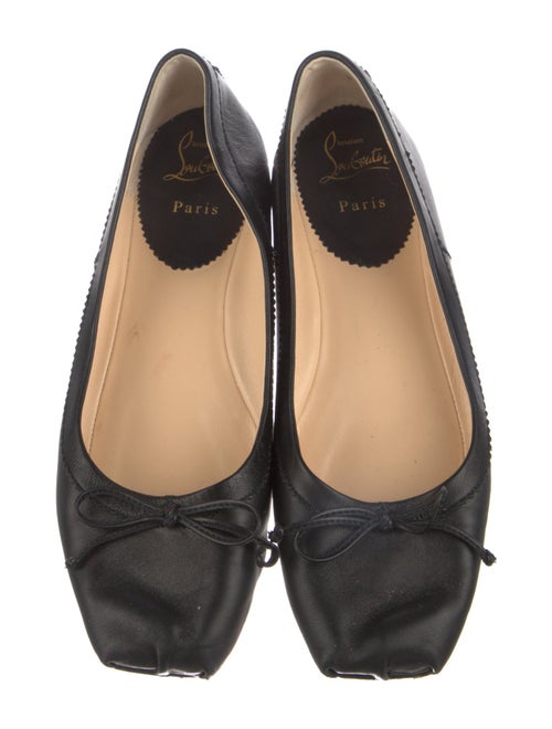 Christian Louboutin Leather Bow Accents Ballet Flats