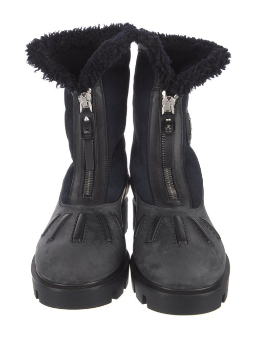 Christian Louboutin Suede Fur Trim Combat Boots