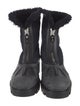 Christian Louboutin Suede Fur Trim Combat Boots