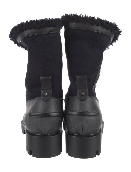 Christian Louboutin Suede Fur Trim Combat Boots