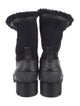 Christian Louboutin Suede Fur Trim Combat Boots