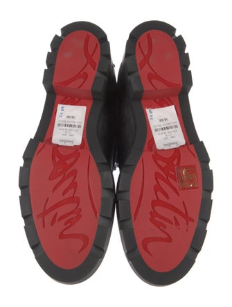 Christian Louboutin Suede Fur Trim Combat Boots