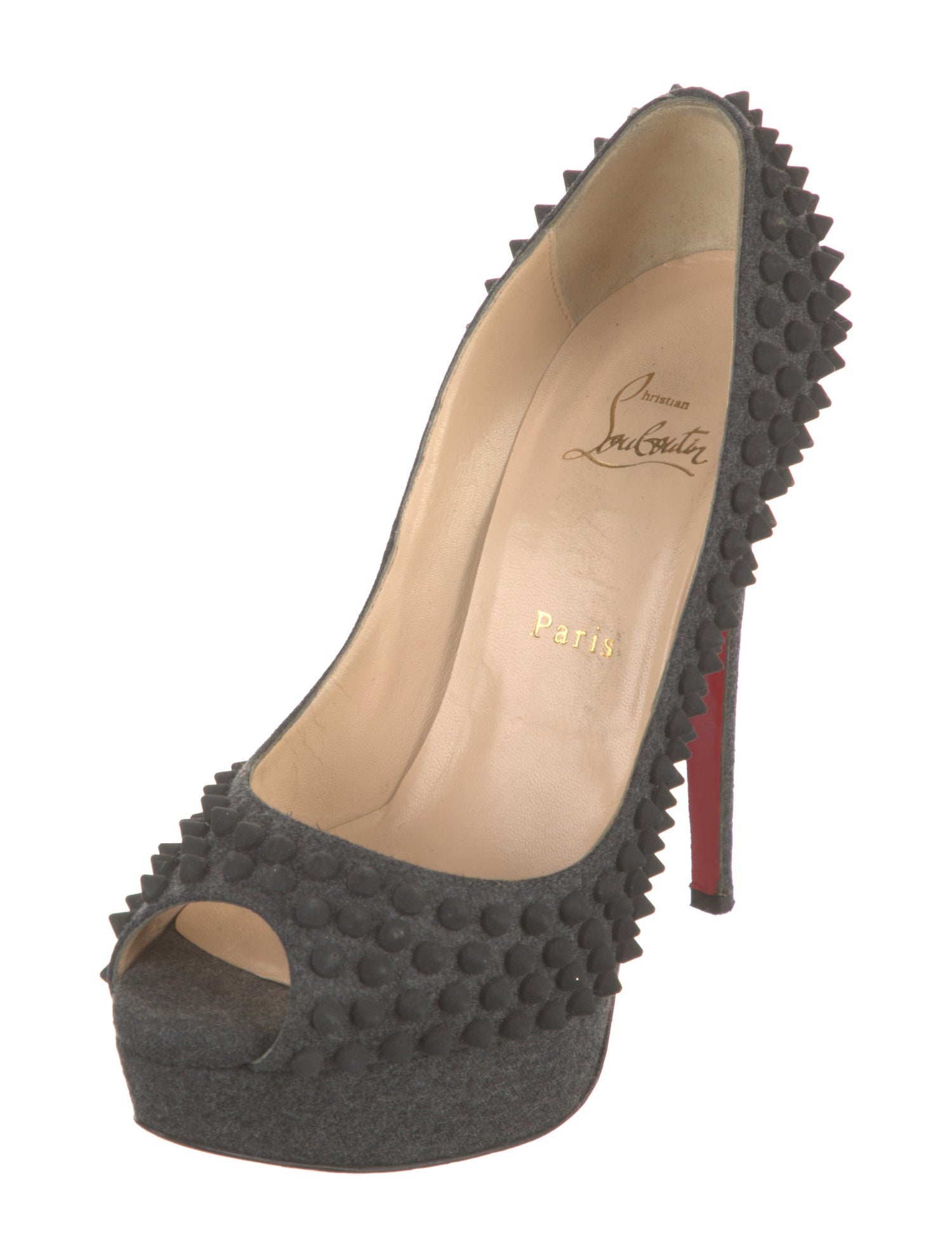 Christian Louboutin Wool Studded Accents Pumps