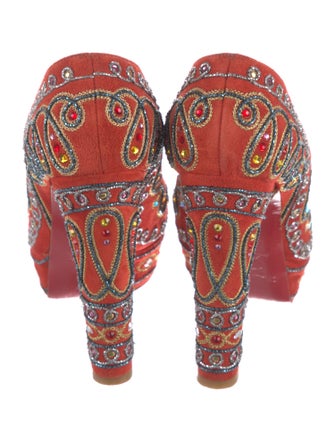 Christian Louboutin Suede Crystal Embellishments Pumps