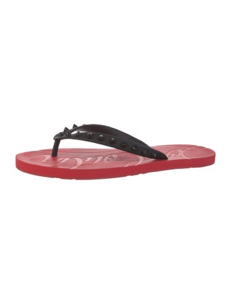 Christian Louboutin Spike Accents Rubber Flip Flops