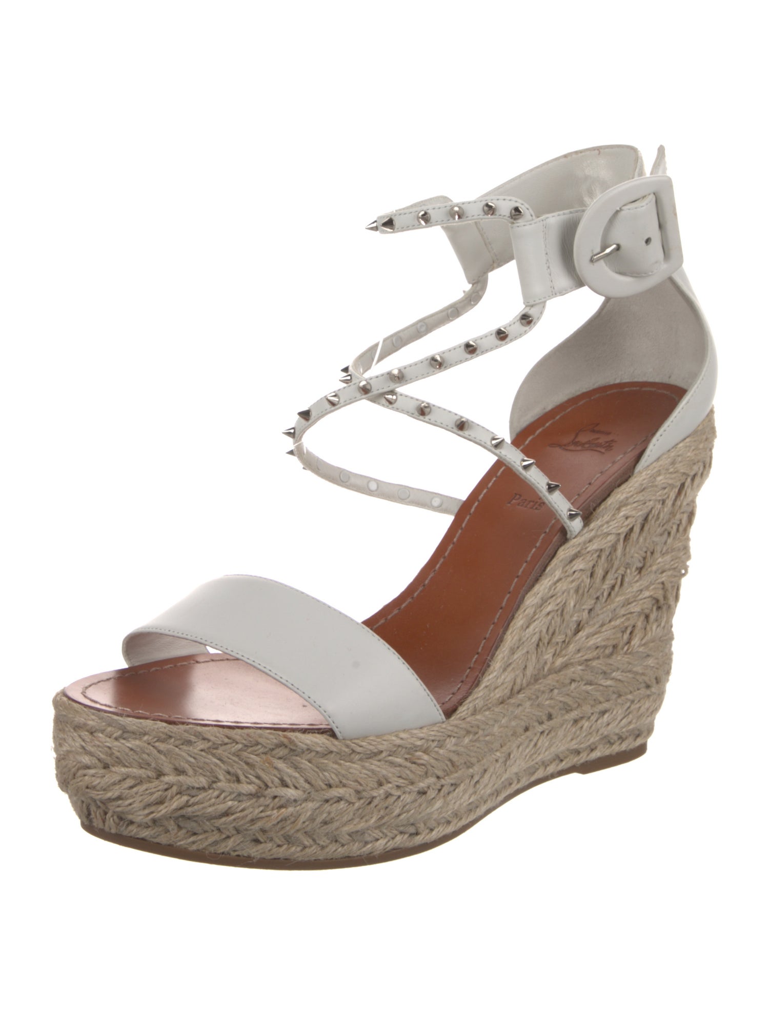 Christian Louboutin Spike Accents Leather Espadrilles