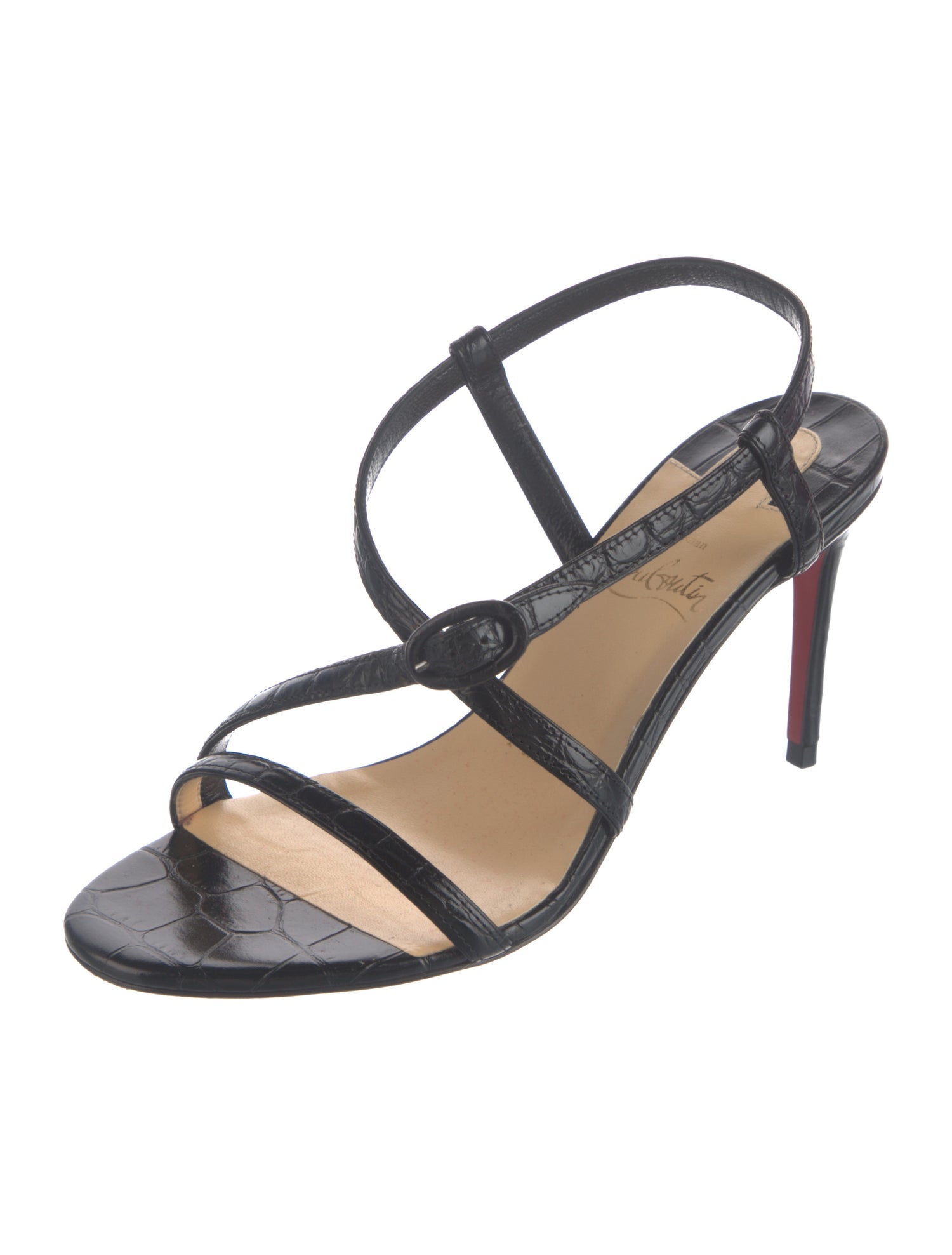 Christian Louboutin Embossed Leather Slingback Sandals