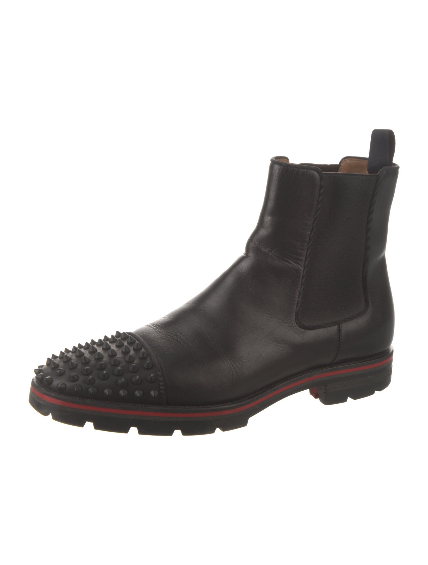 Christian Louboutin Spike Accents Leather Chelsea Boots