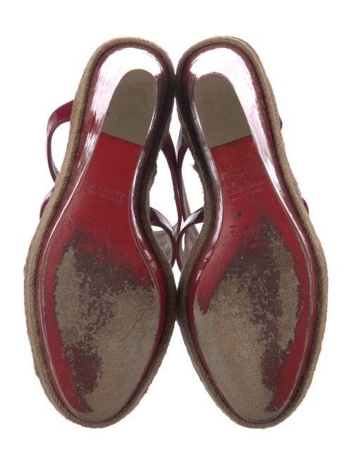 Christian Louboutin Patent Leather Leather Trim Embellishment Slides