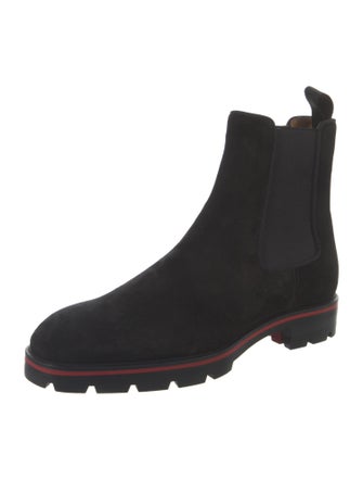 Christian Louboutin Suede Grosgrain Trim Chelsea Boots