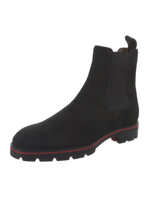 Christian Louboutin Suede Grosgrain Trim Chelsea Boots