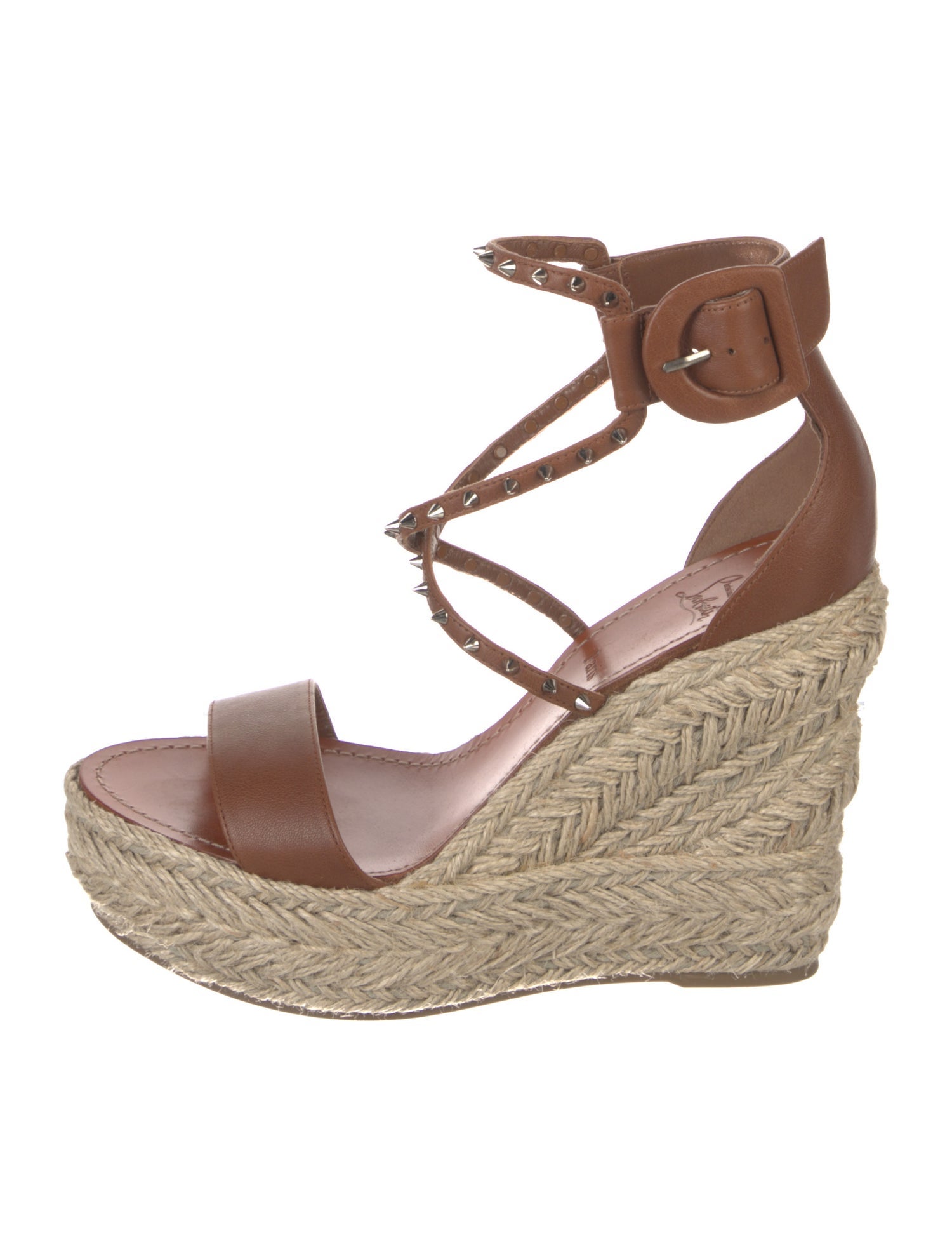 Christian Louboutin Spike Accents Leather Espadrilles