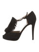 Christian Louboutin Suede Fringe Trim Accent T-Strap Pumps