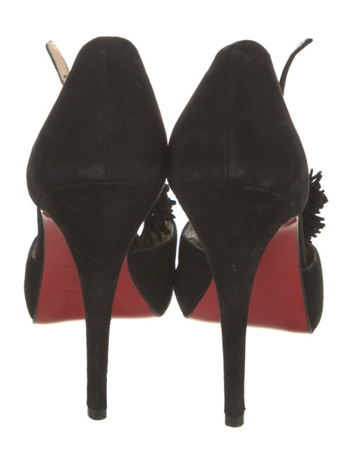 Christian Louboutin Suede Fringe Trim Accent T-Strap Pumps