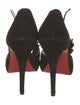 Christian Louboutin Suede Fringe Trim Accent T-Strap Pumps