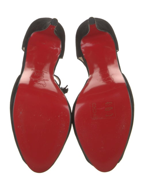 Christian Louboutin Suede Fringe Trim Accent T-Strap Pumps