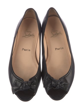 Christian Louboutin Leather Bow Accents Ballet Flats