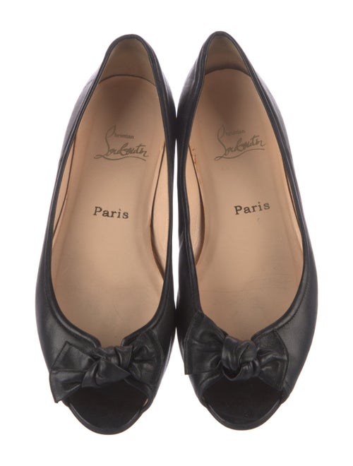 Christian Louboutin Leather Bow Accents Ballet Flats