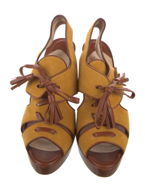 Christian Louboutin Suede Colorblock Pattern Slingback Sandals