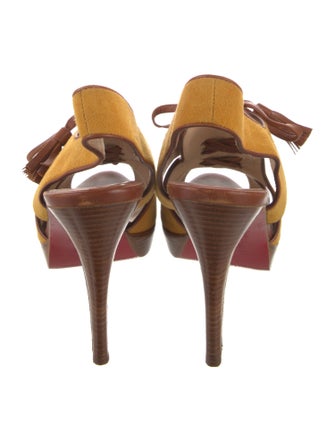 Christian Louboutin Suede Colorblock Pattern Slingback Sandals