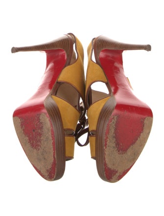 Christian Louboutin Suede Colorblock Pattern Slingback Sandals