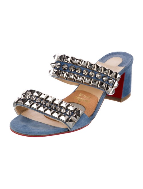 Christian Louboutin Rockstud Accents Suede Slides