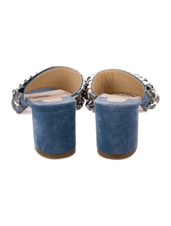 Christian Louboutin Rockstud Accents Suede Slides