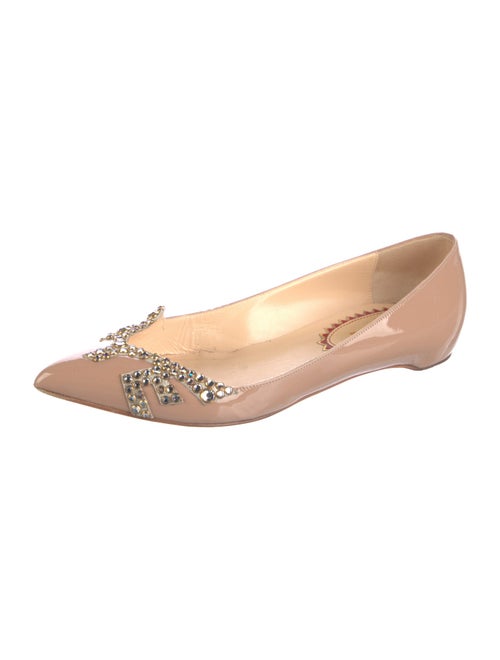 Christian Louboutin Patent Leather Crystal Embellishments Flats
