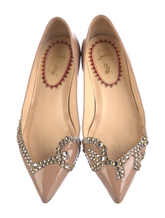 Christian Louboutin Patent Leather Crystal Embellishments Flats