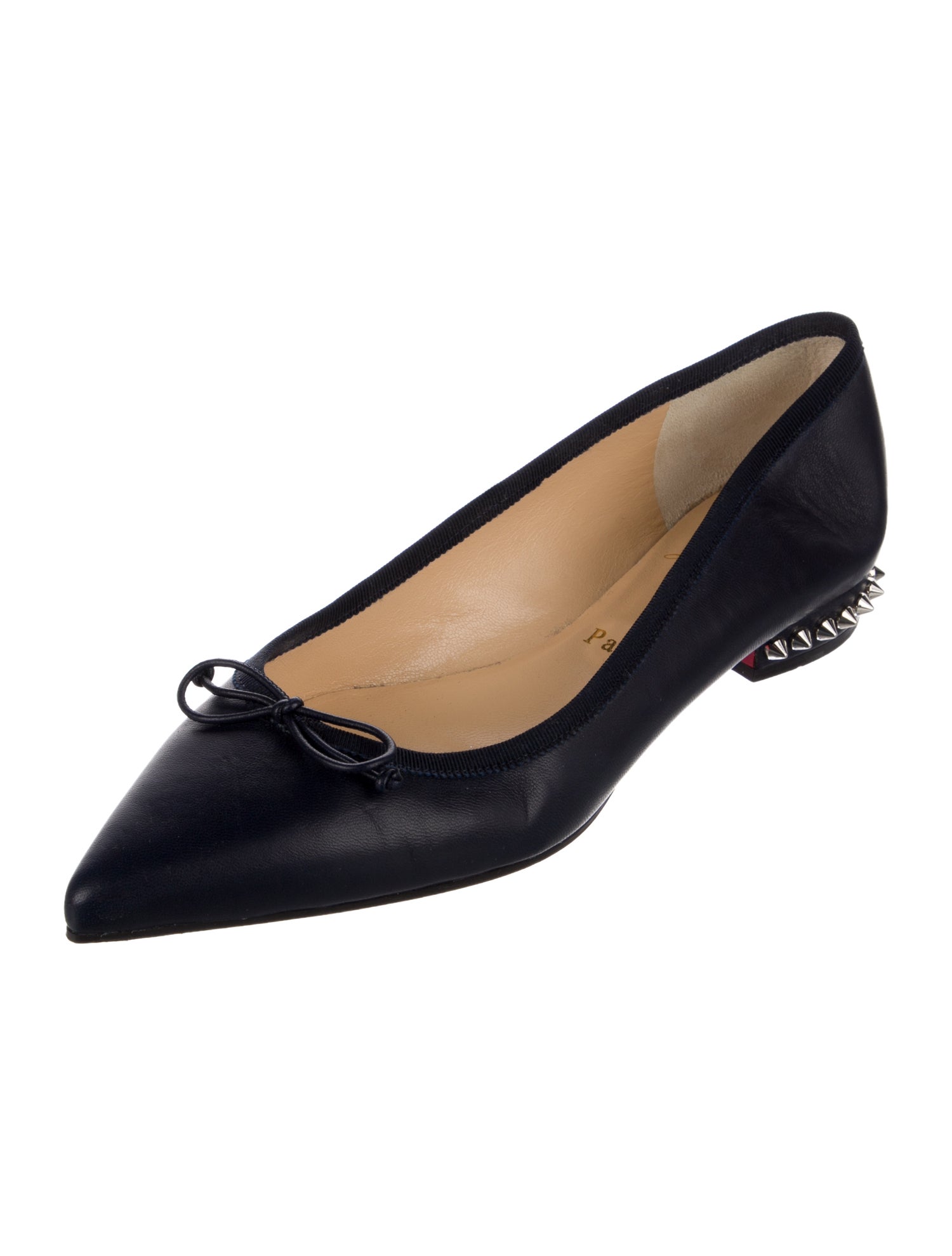 Christian Louboutin Spike Accents Leather Ballet Flats