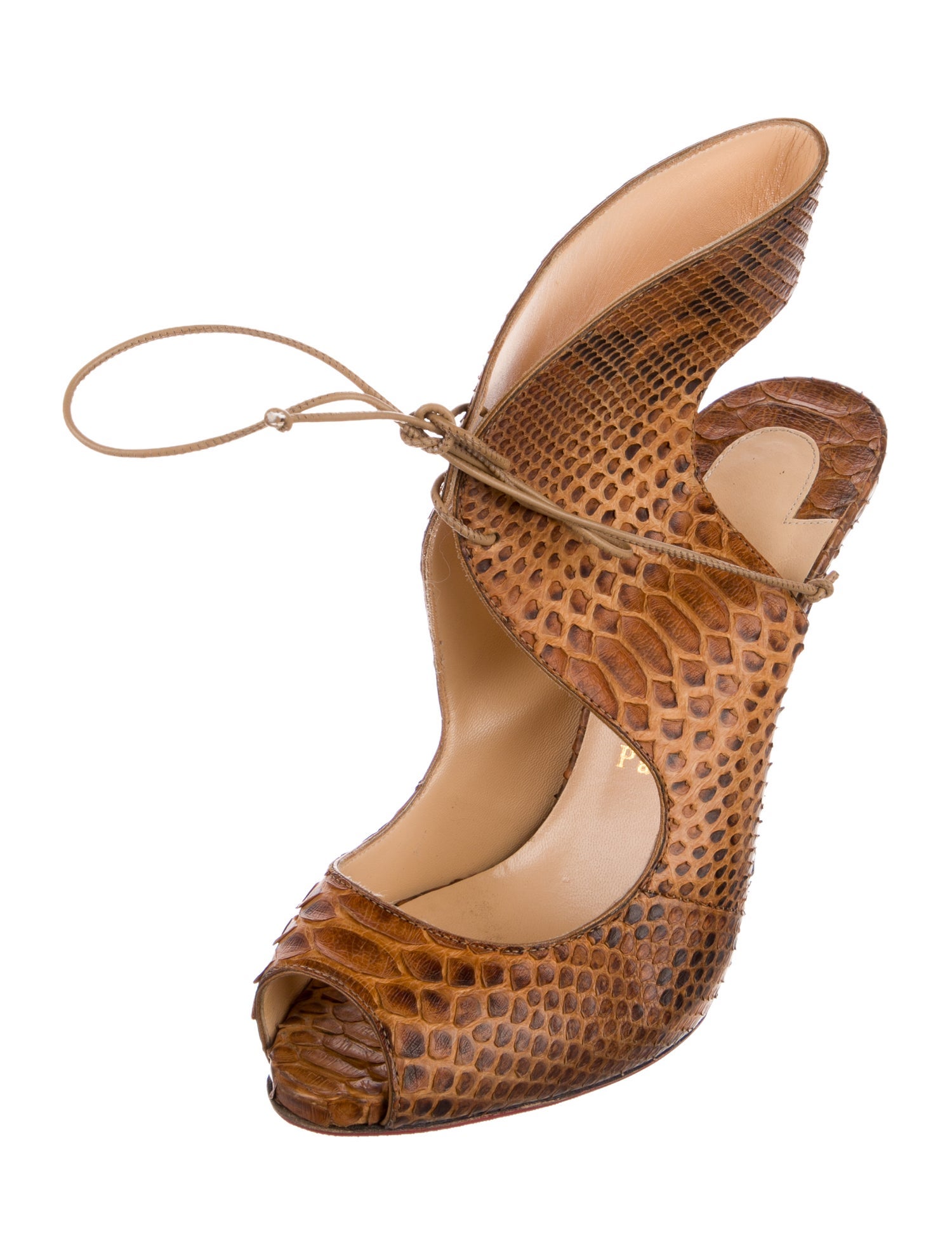 Christian Louboutin Snakeskin Animal Print Slingback Sandals