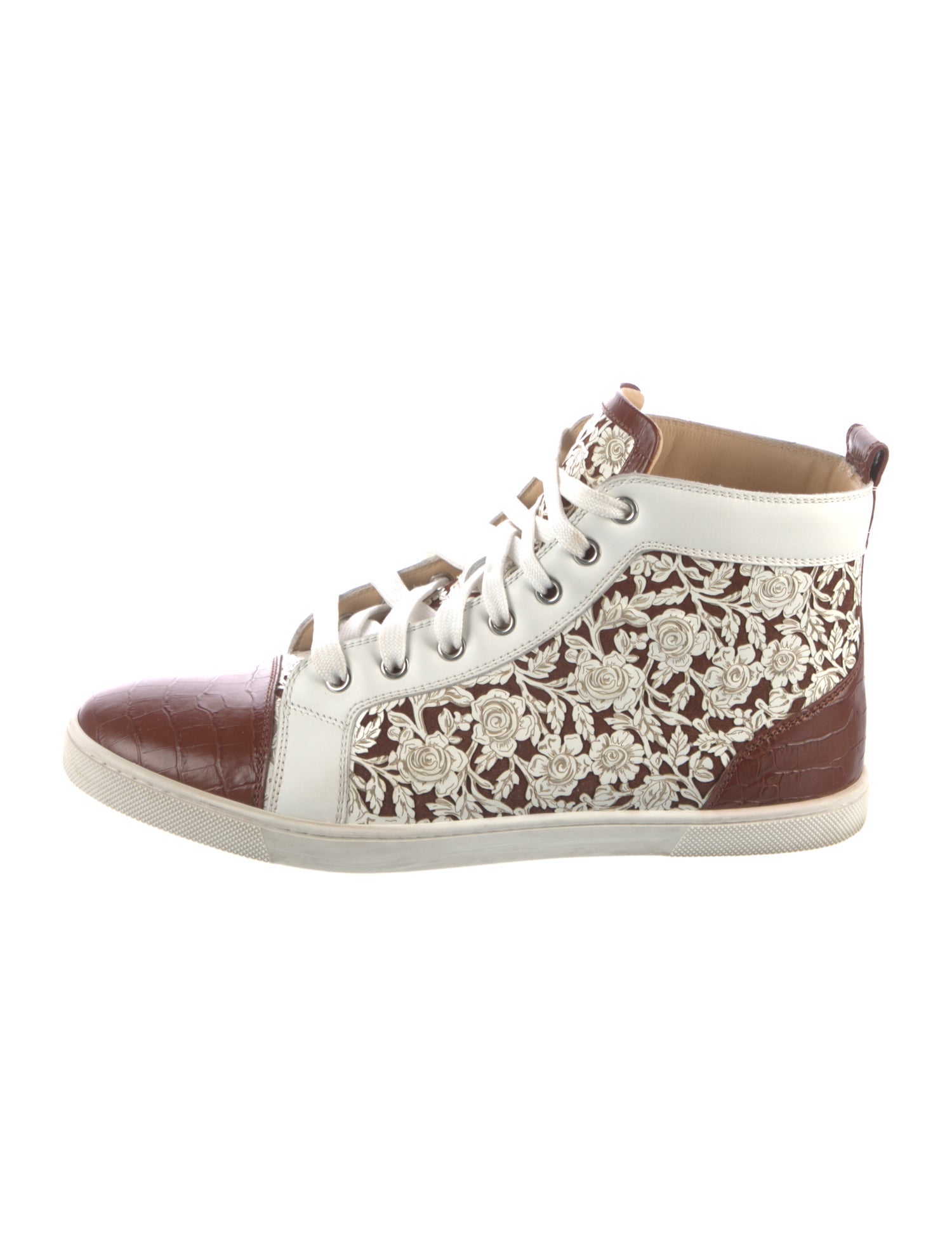 Christian Louboutin Leather Floral Print Sneakers