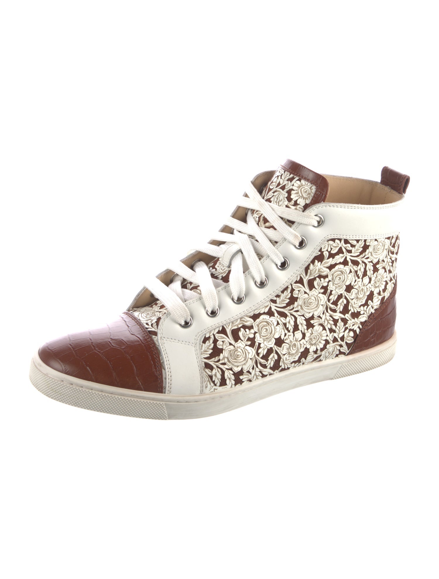 Christian Louboutin Leather Floral Print Sneakers