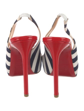 Christian Louboutin Spike Accents Canvas Slingback Sandals