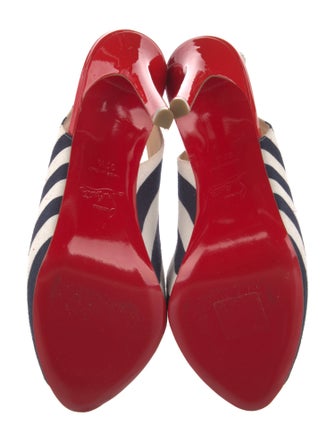Christian Louboutin Spike Accents Canvas Slingback Sandals