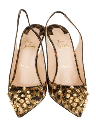 Christian Louboutin Animal Print Studded Accents Slingback Pumps