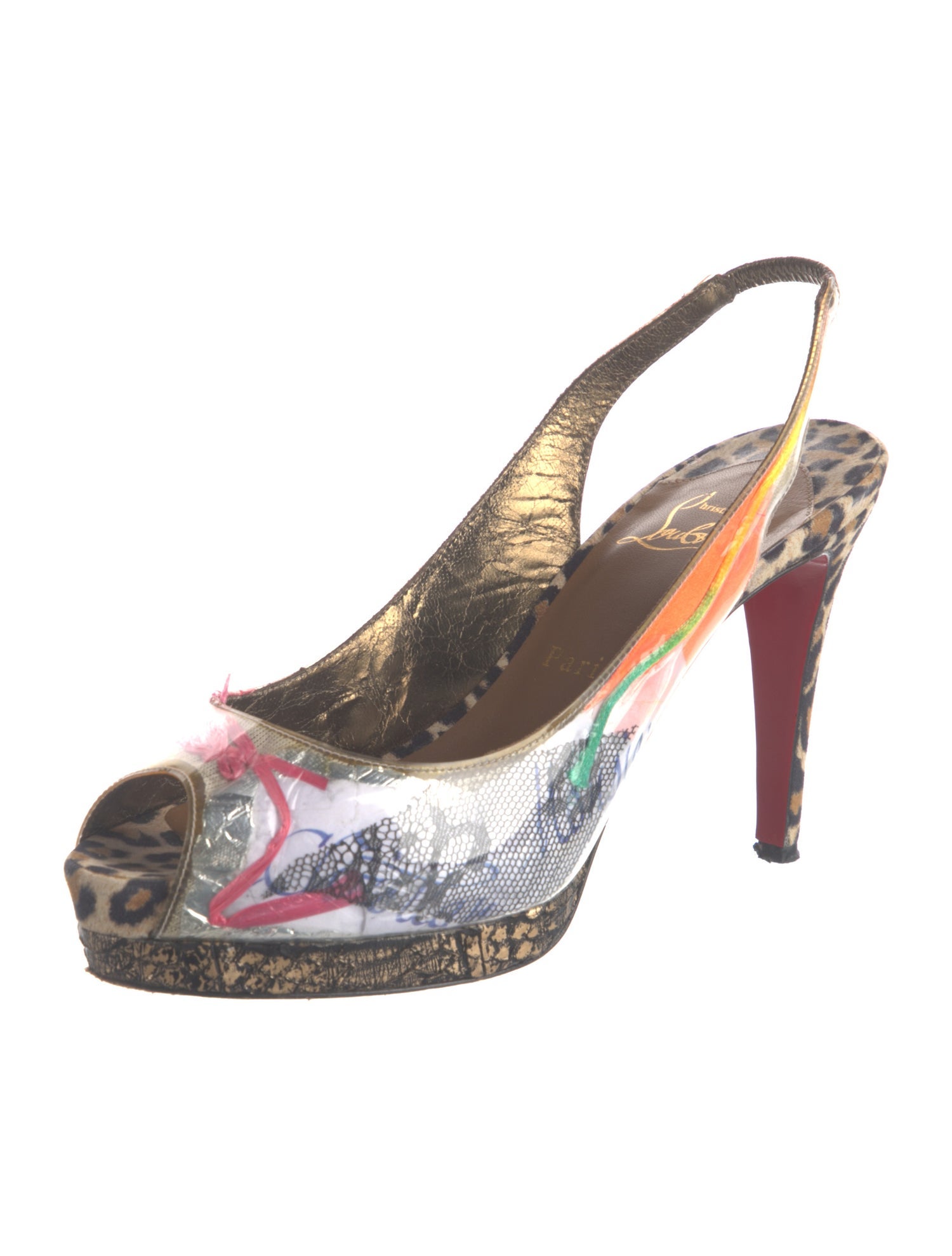 Christian Louboutin PVC Animal Print Slingback Pumps