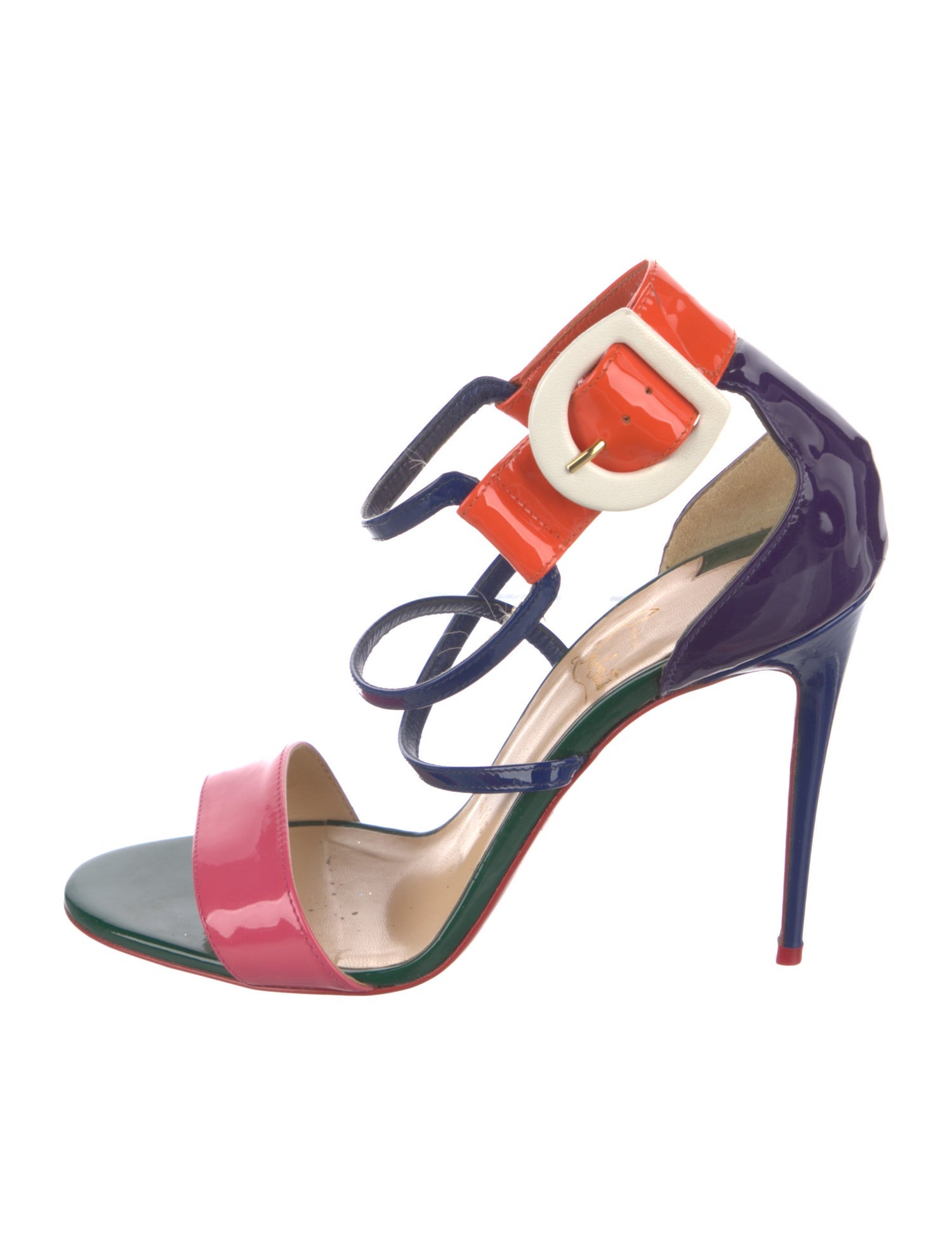 Christian Louboutin Patent Leather Colorblock Pattern Sandals