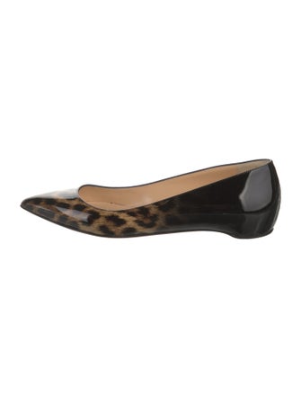 Christian Louboutin Patent Leather Animal Print Ballet Flats