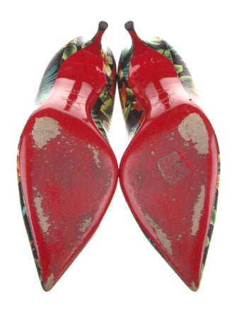 Christian Louboutin Patent Leather Floral Print Pumps