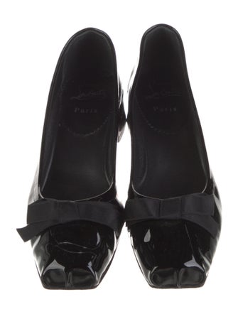 Christian Louboutin Patent Leather Bow Accents Flats