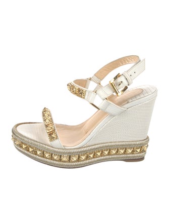 Christian Louboutin Embossed Leather Studded Accents Espadrilles