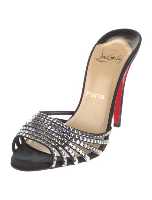 Christian Louboutin Satin Crystal Embellishments Slides
