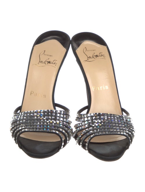 Christian Louboutin Satin Crystal Embellishments Slides