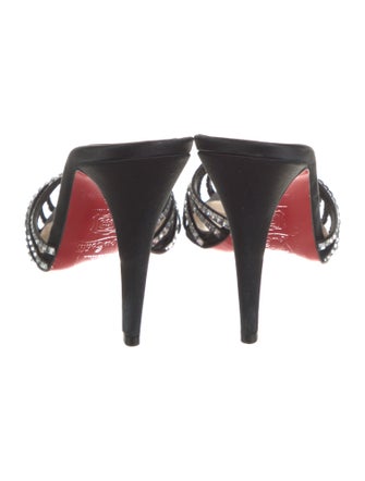 Christian Louboutin Satin Crystal Embellishments Slides