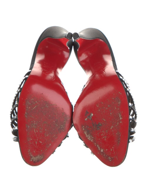 Christian Louboutin Satin Crystal Embellishments Slides